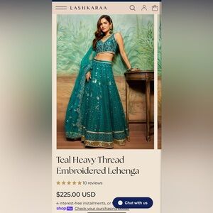 Lashkaraa Teal Lehenga Size XS